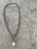ELEMENT: Pyrite & CZ Hexagon Necklace ELEMENT: Pyrite & CZ Hexagon Necklace