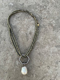 ELEMENT: Pyrite & CZ Hexagon Necklace ELEMENT: Pyrite & CZ Hexagon Necklace