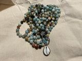 Ancient City - Matte Amazonite Wrap with Diamond Cowrie Shell Pendant Ancient City - Matte Amazonite Wrap with Diamond Cowrie Shell Pendant