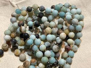 Image Title Ancient City - Matte Amazonite Wrap with Diamond Cowrie Shell Pendant