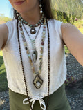 Ancient City - Knotted Amazonite Ovals with Tibetan Silver Pendant Ancient City - Knotted Amazonite Ovals with Tibetan Silver Pendant