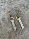 ELEMENT: Metal Brick Earrings, Silver Tone