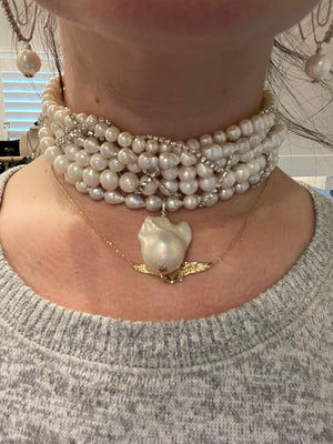 Baroque Pearl Choker - White