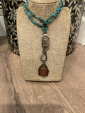 Turquoise Chip Diamond Buddha Lariat