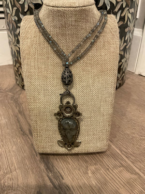 Labradorite Skull Lariat