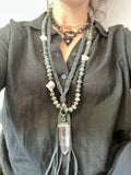 Hawk Eye Agate & Baroque Pearl Neckalce