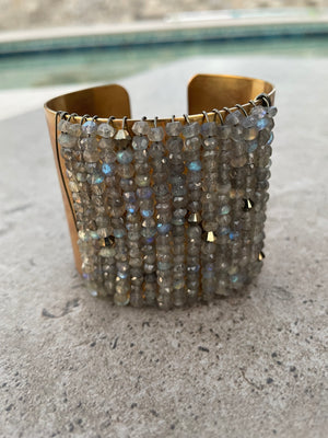 ELEMENT: Labradorite & Bicone Brass Cuff