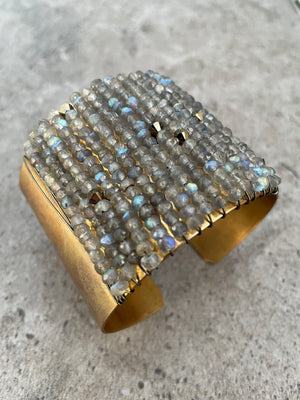 ELEMENT: Labradorite & Bicone Brass Cuff