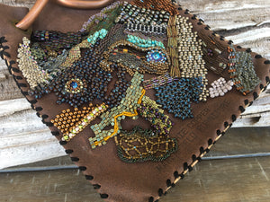 Upcycled Leather Embroidered Purse